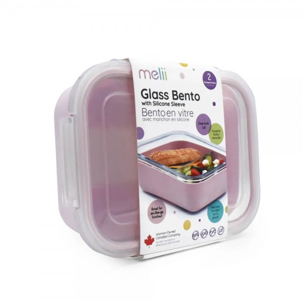 Melii – Glass Bento με θήκη σιλικόνης (740ml set of 1) – pink