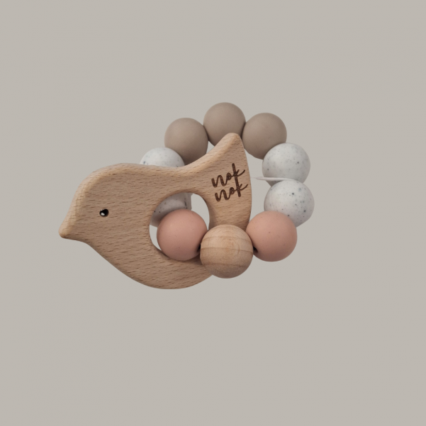 Teether - Love Pink with wood NokNok