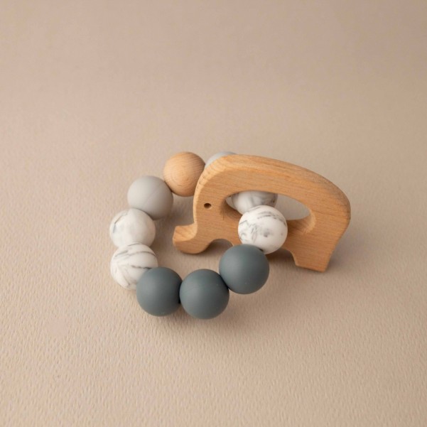 Teether - Love Grey with wood NokNok