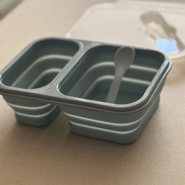 LunchBox Foldable Pistachio - microwavable with fork + spoon 950 ml