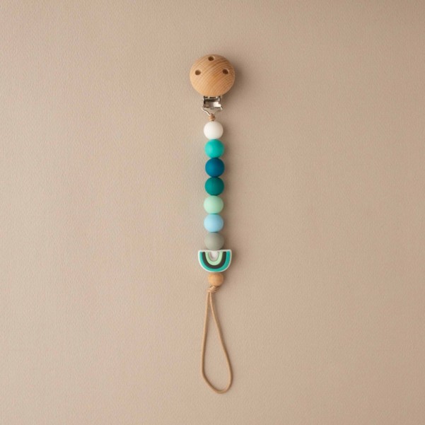 Pacifier Clip/Teether Rainbow blues - ΝοκΝοκ