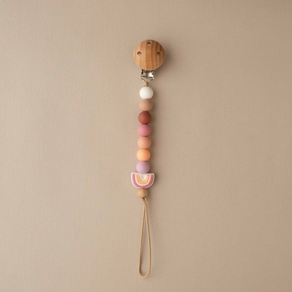 Pacifier Clip/Teether Rainbow Pinks - ΝοκΝοκ
