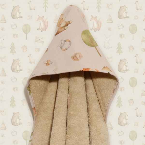 Μπουρνούζι Κάπα - Dusty Pink/Beige - Vintage Toys - Oliver Baby