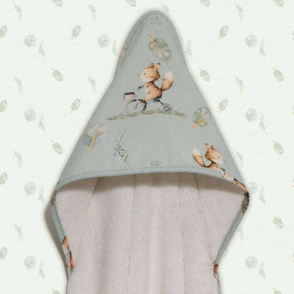 Μπουρνούζι Κάπα - Mint/White - Little Fox - Oliver Baby