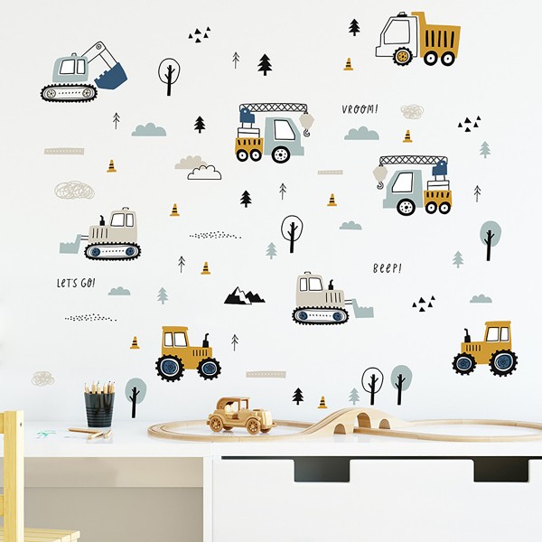 Διακοσμητικό αυτοκόλλητο τοίχου - Tractors, Excavators - Sipo