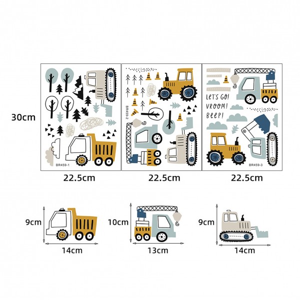 Διακοσμητικό αυτοκόλλητο τοίχου - Tractors, Excavators - Sipo