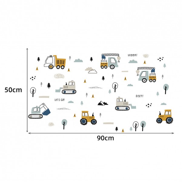 Διακοσμητικό αυτοκόλλητο τοίχου - Tractors, Excavators - Sipo