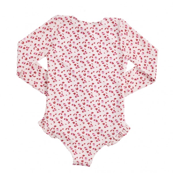 Ολόσωμο μαγιό με μακριά μανίκια "Old pink Leopard" - Swim Essentials 