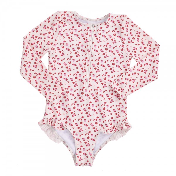 Ολόσωμο μαγιό με μακριά μανίκια "Old pink Leopard" - Swim Essentials 