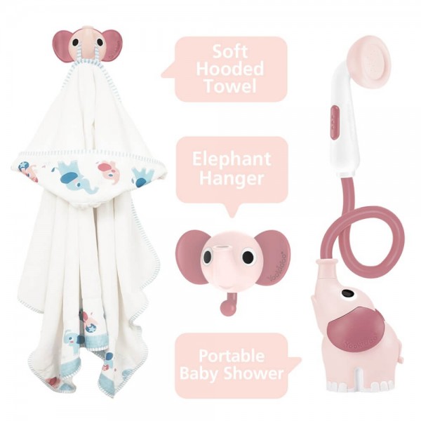 Elephant Baby Shower Bath Set - Pink - Yookidoo