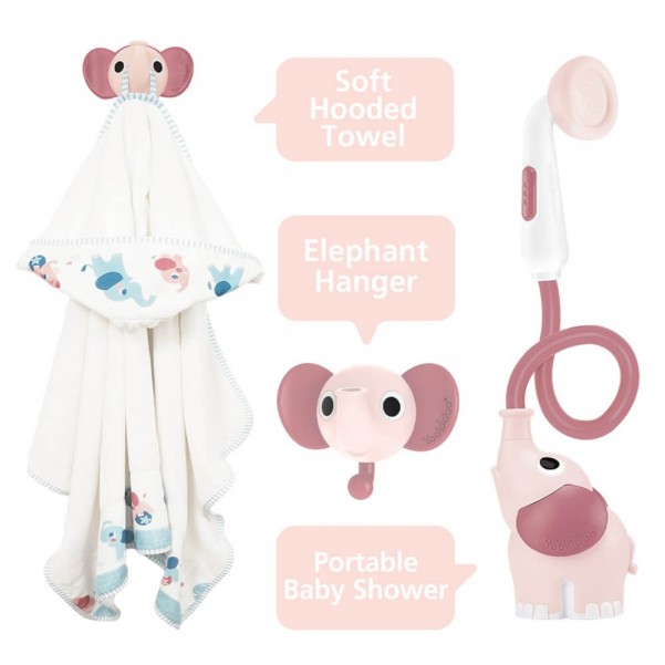 Elephant Baby Shower Bath Set - Pink - Yookidoo