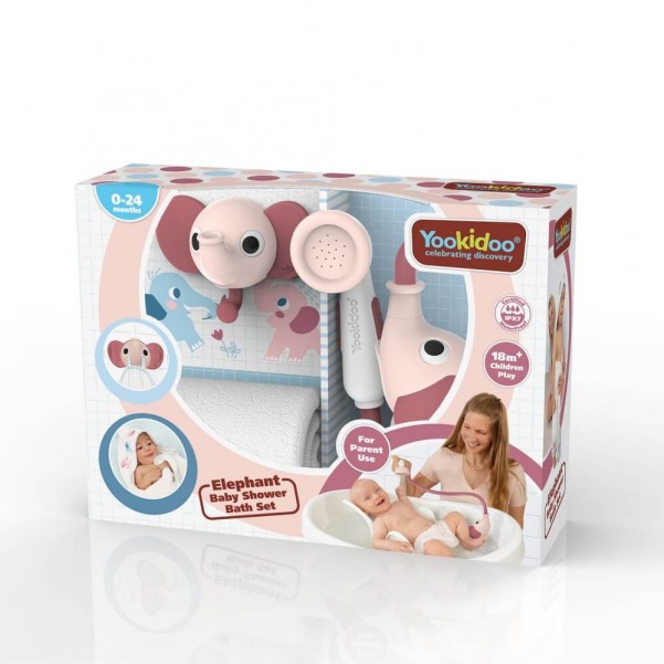 Elephant Baby Shower Bath Set - Pink - Yookidoo