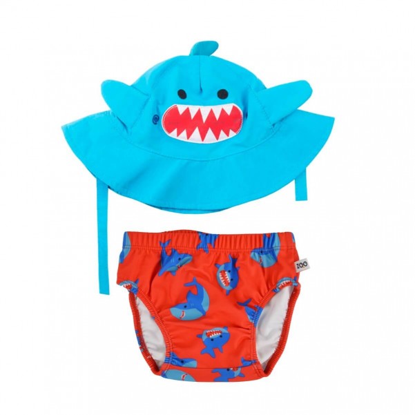 Σετ Μαγιό και Καπέλο UPF50+ Sherman the Shark New -Zoocchini