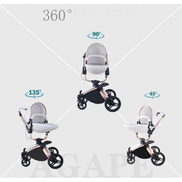 Καρότσι μωρού 3 σε 1 Agape μαύρο 360°