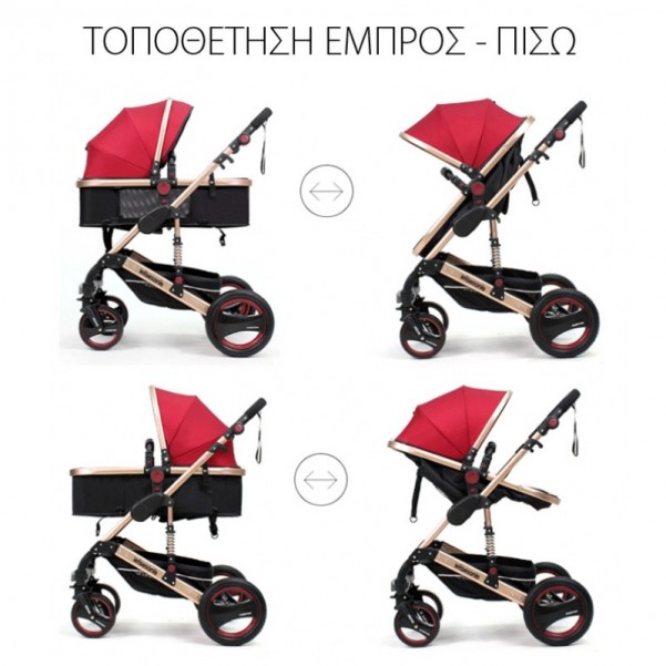 Καρότσι μωρού Wisesonle κόκκινο 