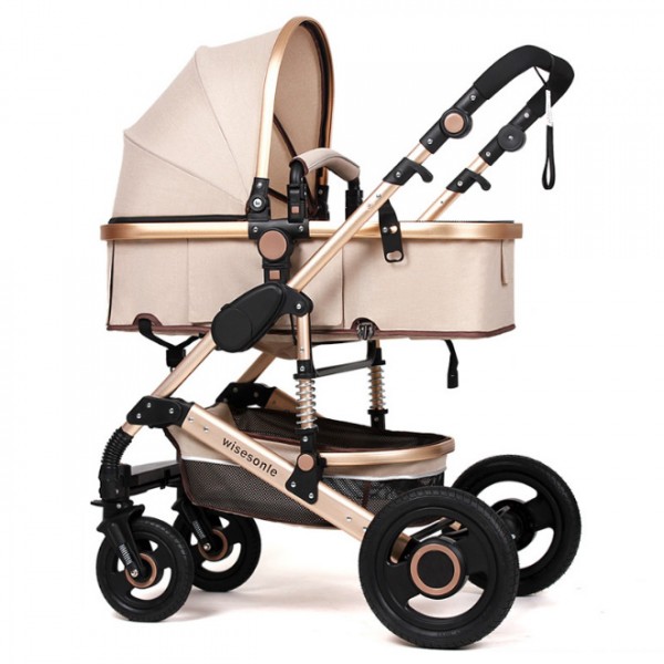Καρότσι  μωρού 2 σε 1 Wisesonle μπεζ-χρυσό 