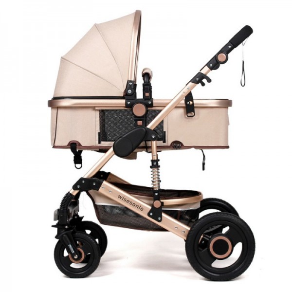 Καρότσι  μωρού 2 σε 1 Wisesonle μπεζ-χρυσό 