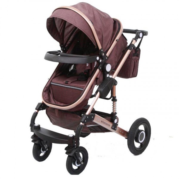 Καρότσι μωρού  2 σε 1 Wisesonle καφέ σκούρο