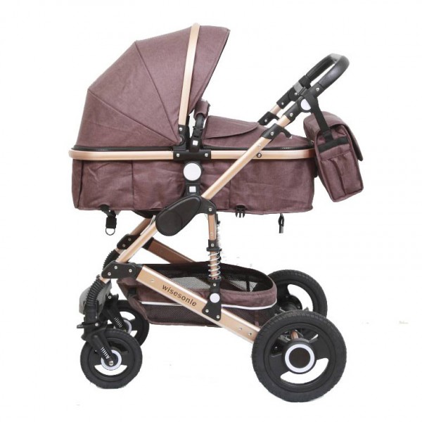Καρότσι μωρού  2 σε 1 Wisesonle καφέ σκούρο