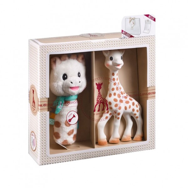 Sophie la girafe- Σετ δώρου με την Σόφι και μια κουδουνίστρα "Πιου-πιου"